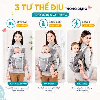 Địu Trợ Lực Em Bé Coniu Omini Smart Thoáng Mát, An Toàn, Chuẩn Y Khoa, Có Đệm Đỡ Cổ, Che Nắng Bé