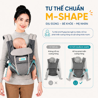 Địu Trợ Lực Em Bé Coniu Omini Smart  - Thoáng Mát, An Toàn, Chuẩn Y Khoa, Có Đệm Đỡ Cổ, Che Nắng