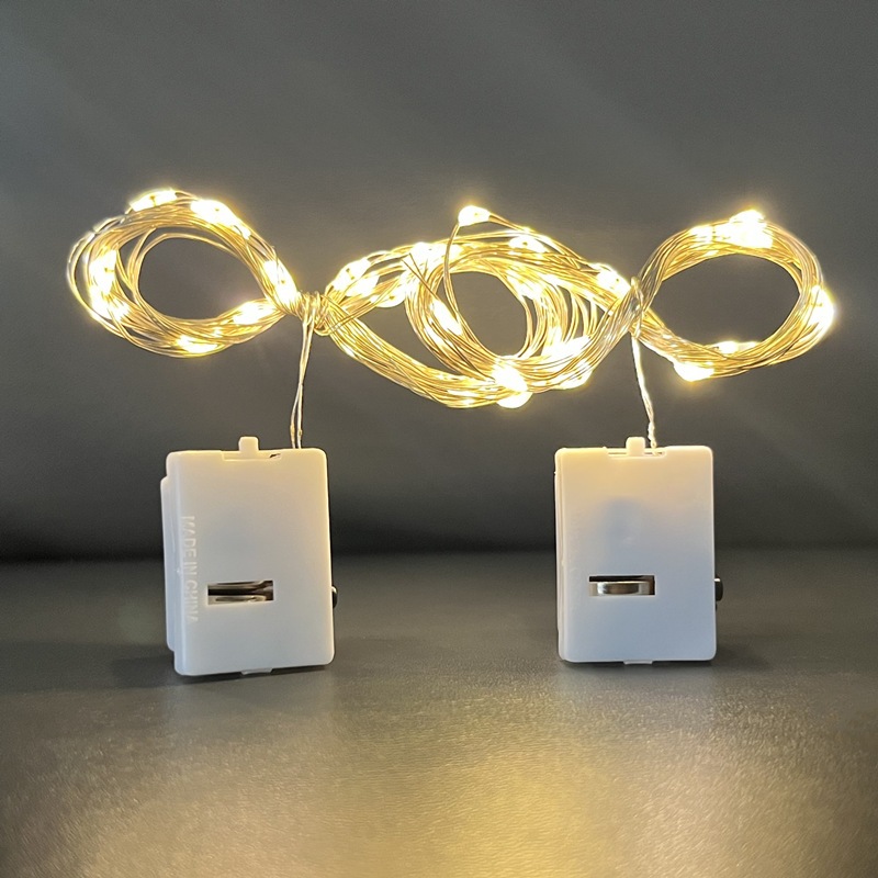 Dây đèn led fairylight trang trí có sẵn pin 3 chế độ sáng 1m-2m-3m đèn led mini đủ màu dùng pin trang trí noel DUHA 014