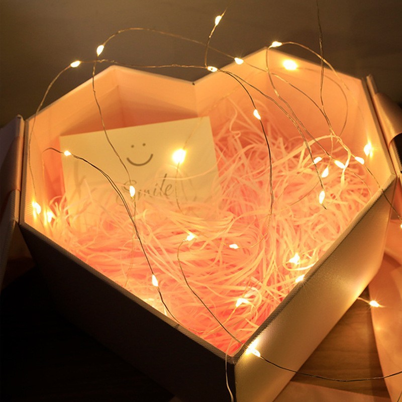 Dây đèn led fairylight trang trí có sẵn pin 3 chế độ sáng 1m-2m-3m đèn led mini đủ màu dùng pin trang trí noel DUHA 014