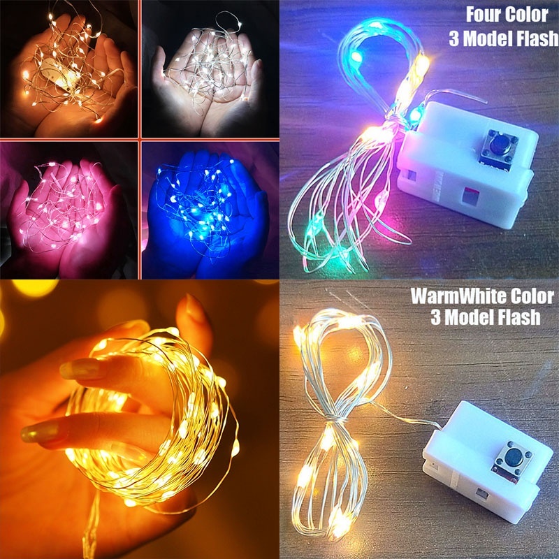 Combo 100 dây đèn led đom đóm nhiều màu, pin thay thế dễ dàng DUHA 014