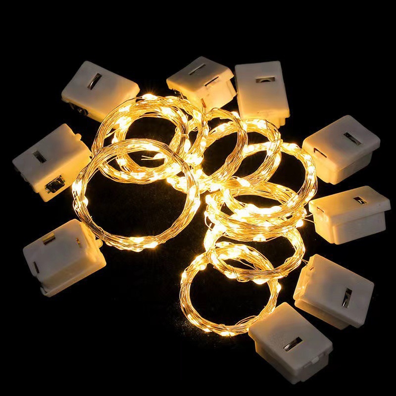 Dây đèn led fairylight trang trí có sẵn pin 3 chế độ sáng 1m-2m-3m đèn led mini đủ màu dùng pin trang trí noel DUHA 014