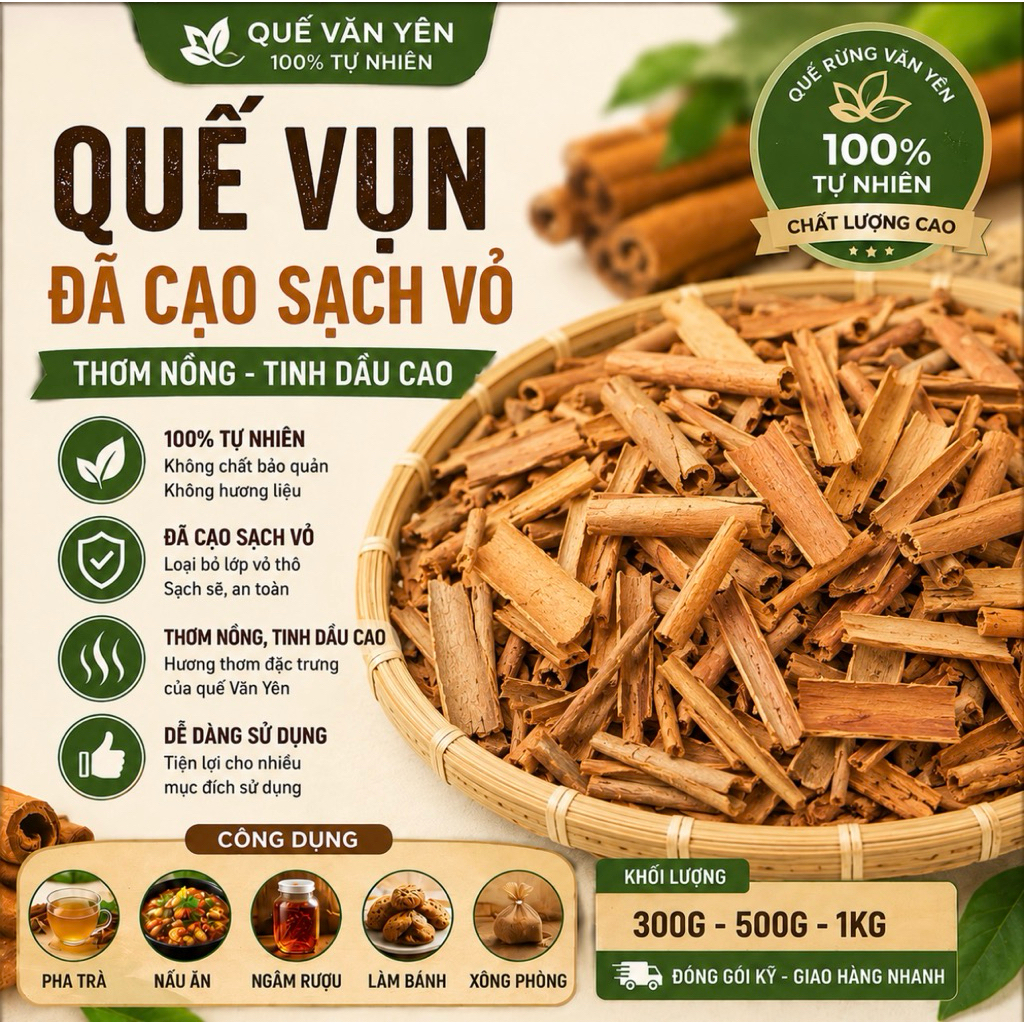 Quế vụn đã cạo sạch vỏ, nhiều dầu | quế Yên Bái cạo vỏ