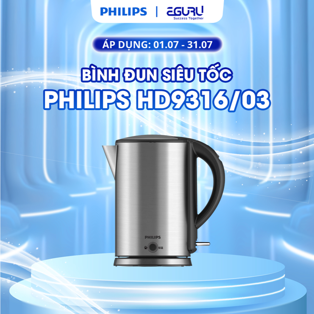 Bình Đun Siêu Tốc PHILIPS HD9316 Công Suất 1800W - Hàng Chính Hãng Bảo Hành 24 Tháng