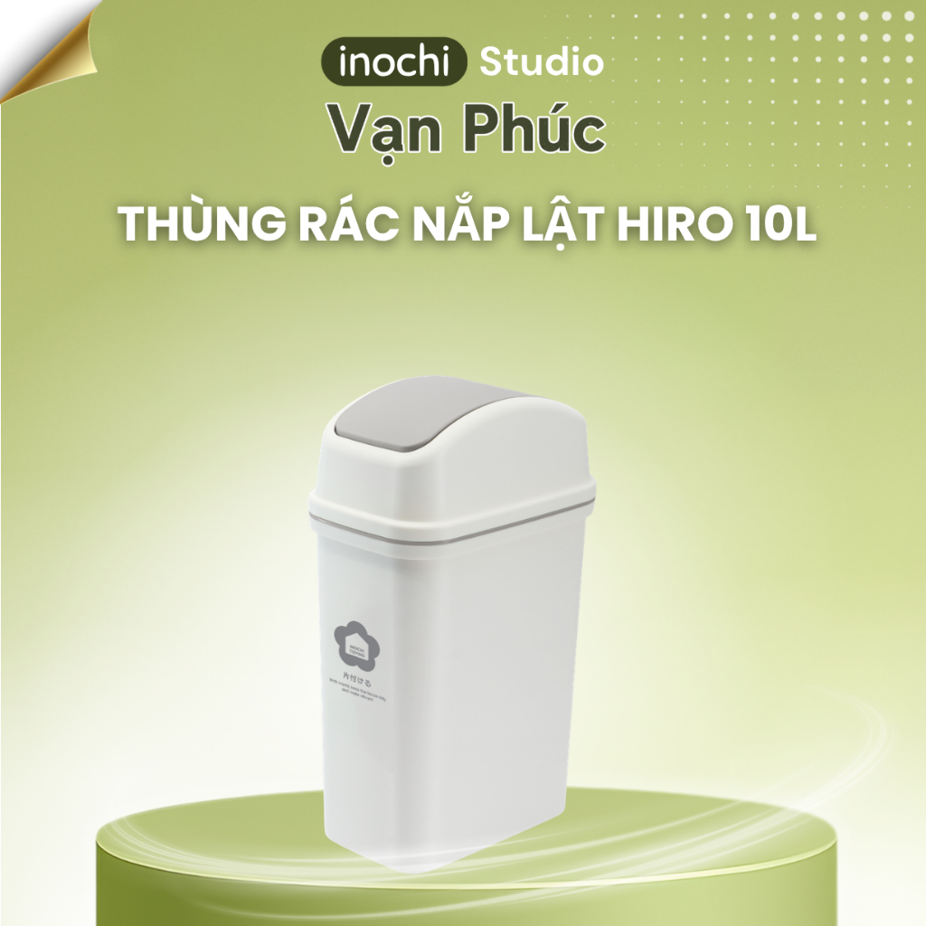 Thùng rác nắp lật 10L (có kèm ruột) inochi cao cấp, thùng rác văn phòng, có ion Ag+ kháng khuẩn