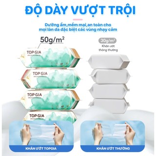 [SIÊU TIẾT KIỆM] Thùng 20 bịch khăn ướt Topgia 80 tờ không cồn không parabens cao cấp dành cho mẹ và bé