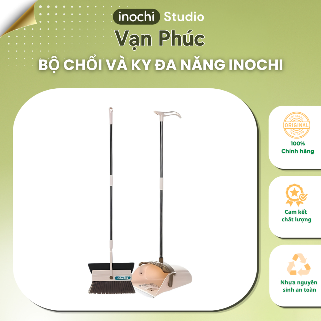 Bộ chổi & ky đa năng tiện lợi inochi, đầu xoay 360 độ quét sạch bụi mịn, tóc, rác vụn