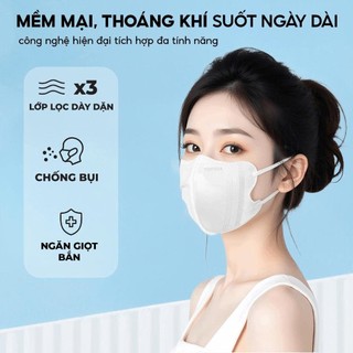 (QUÀ TẶNG) Khẩu trang 5D cải tiến TopGia túi 20 cái an toàn, 3 lớp vải không dệt cao cấp màu đen