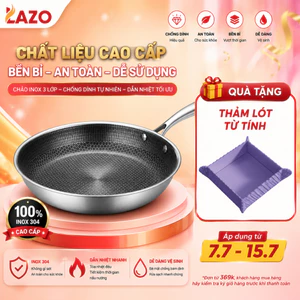 Chảo chống dính vân tổ ong LAZO chất liệu inox 401 không gỉ tương thích mọi loại bếp