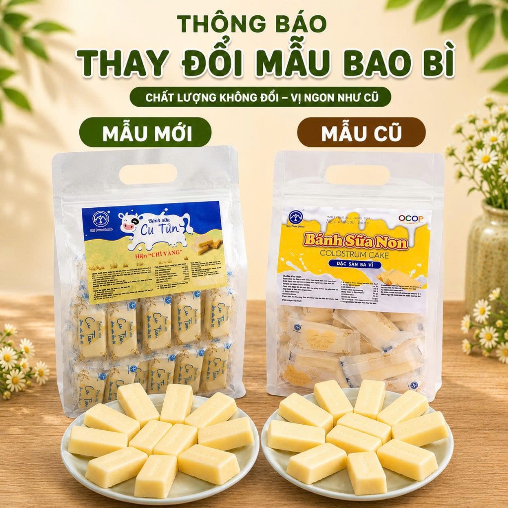 Bánh sữa Cu Tũn Ba Vì ít ngọt, phiên bản mới của Bánh sữa non. Đặc sản Ba Vì