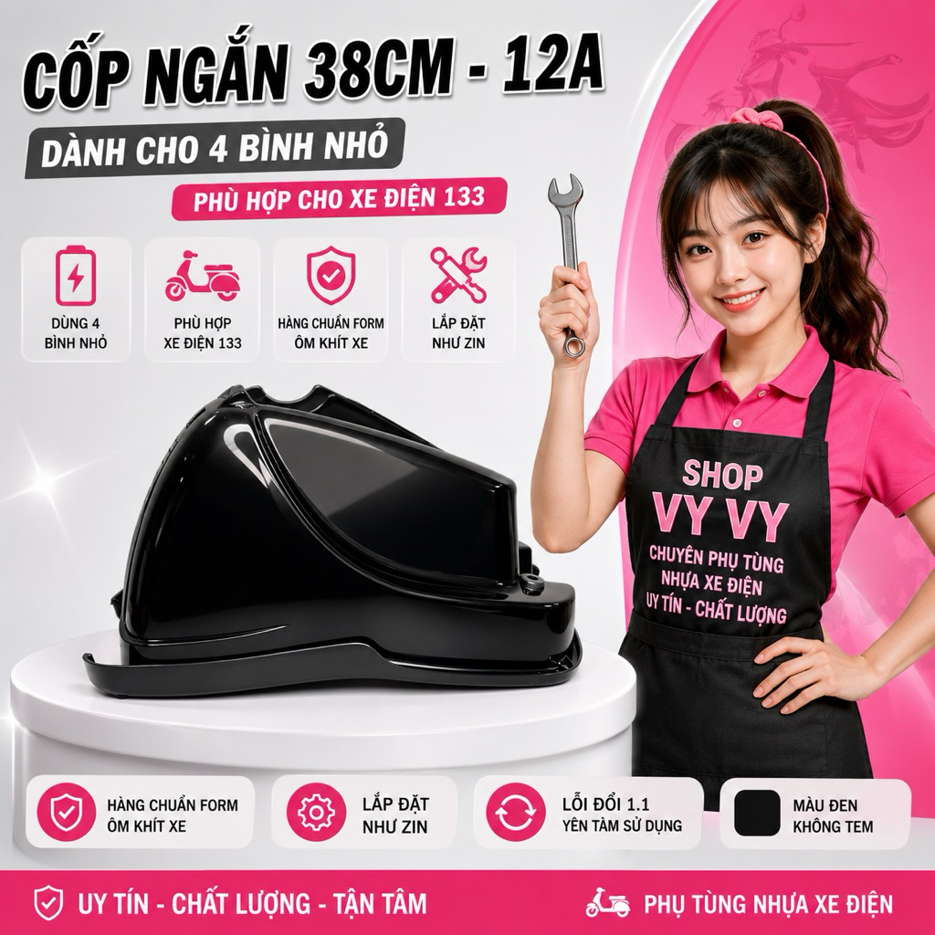 Cốp ngắn 38cm xe điện 133 đủ màu phủ bóng. nhiều màu đẹp các mã bán chạy nhất