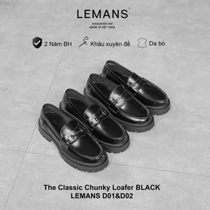 The Classic Chunky PENNY LOAFER Black LEMANS -BST độc quyền, da bò nguyên tấm đế cao 5cm Bảo hành chính hãng 24 tháng