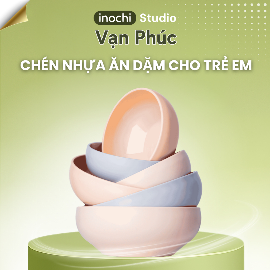 Chén nhựa/bát nhựa ăn dặm inochi cho trẻ em, chịu nhiệt an toàn sức khỏe - Giao màu ngẫu nhiên