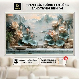 Tranh hoa vải lụa in Dán tường 3D, Tranh khổ lớn 2x2m5,tranh hoa giả nổi hot LL