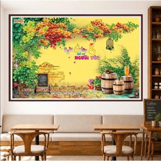 Tranh dán tường Quán Cafe, Trà Sữa, Trang Trí Cửa Hàng 3D mẫu hot