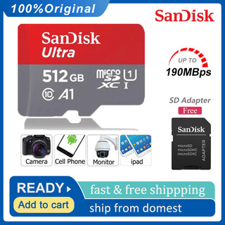 Thẻ Nhớ SanDisk Ultra 512 256 128 64 32GB MicroSDXC A1 Class 10 , Tốc Độ Đọc Lên Đến 150MB/s,Lưu Ảnh Video Ứng Dụng,