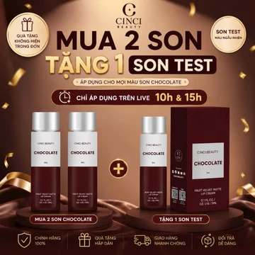 MUA 1 SON TẶNG 1 CHỔI TÁN SON - SON KEM LÌ CHOCOLATE - CINCIBEAUTY - 3G - CHẤT SON KEM BÙN ĐẶC NHUNG LÌ - MỊN - MỀM MÔI