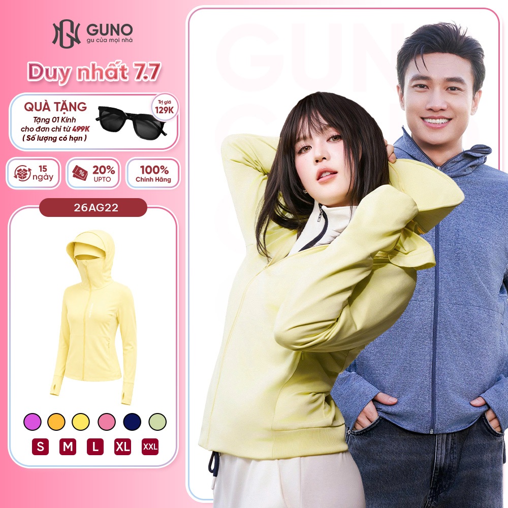 Áo Chống Nắng Nam Nữ Tre Thơm 2 Lớp GUNO Chống Tia UV Thoáng Khí Mũ Rộng Vành Che Trán 26AG22/AB23