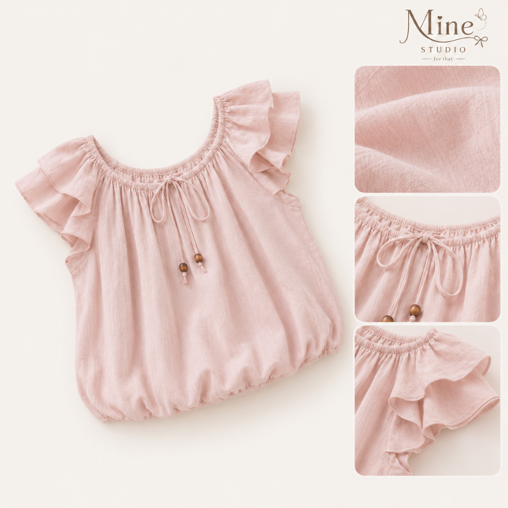 Áo Kiểu Dáng Bí Cánh Tiên Có Chun Cổ Mặc Được 2 Kiểu Màu Pastel Siêu Xinh