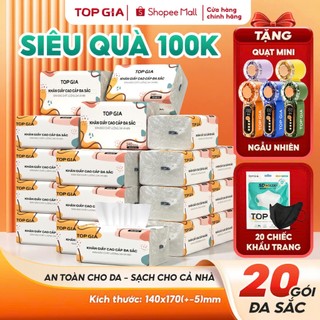 Combo 20g giấy ăn đa sắc Topgia mềm mịn dập vân 4D