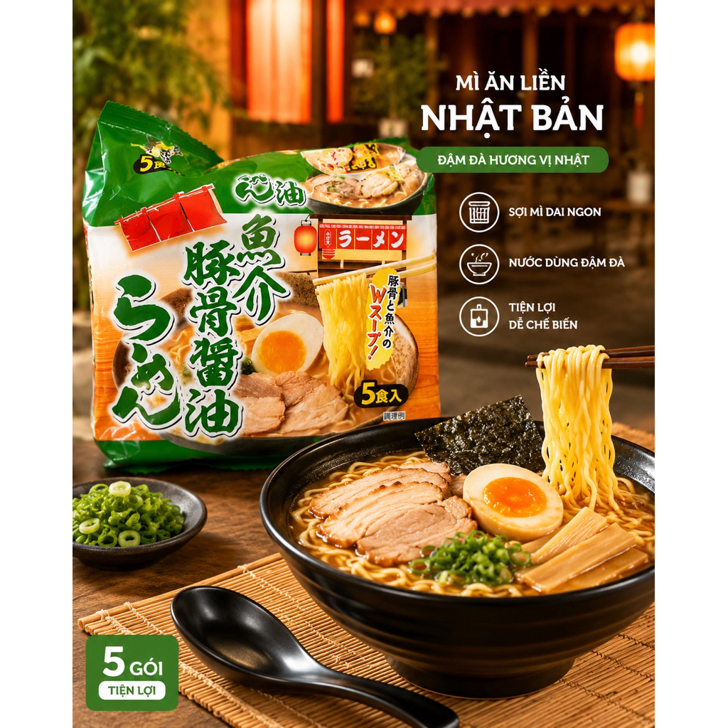 Mì ăn liền vị miso, hải sản thịt heo, mì xào Nhật Bản