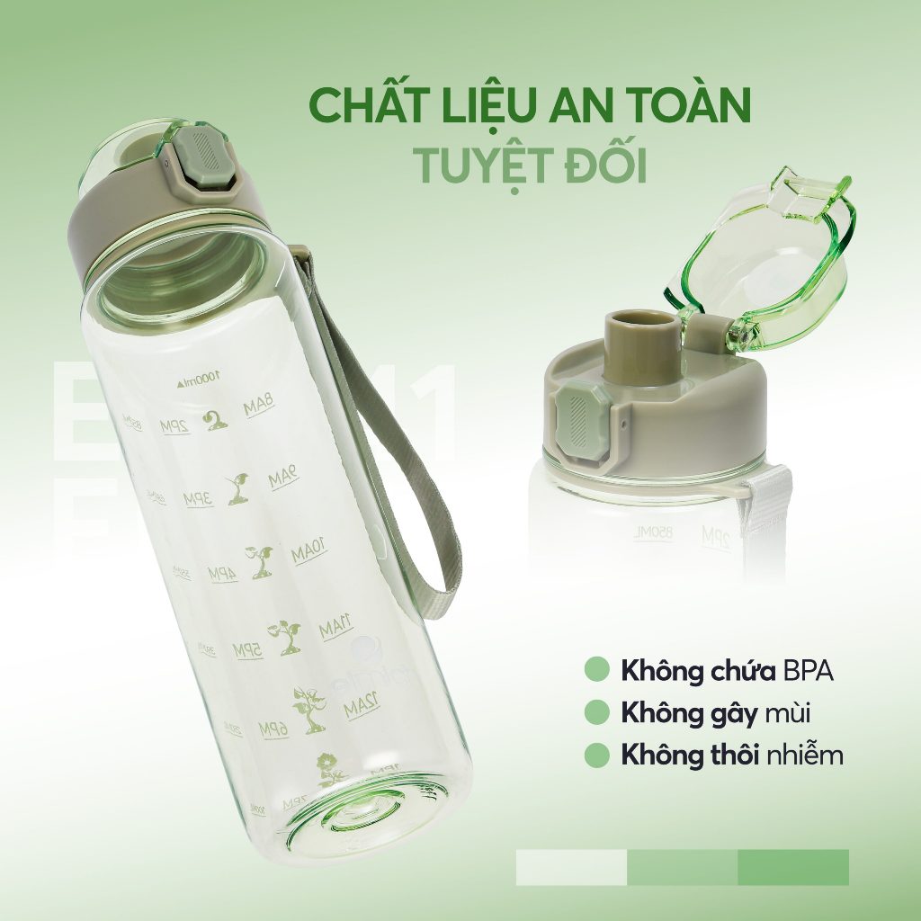 Bình nước Tritan Elmich EL143X dung tích 800, 1000ml
