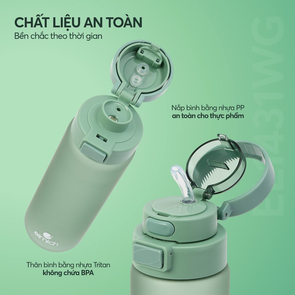 Bình nước Tritan Elmich EL143X dung tích 800, 1000ml