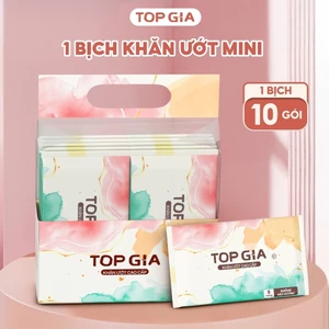 1 bịch khăn ướt mini cao cấp Topgia không cồn, không parabens