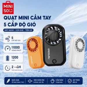【GIÓ SIÊU MẠNH】MINISO Quạt Mini Cầm Tay Turbo – Nhỏ Gọn, 5 Cấp Gió, Pin 1200mAh, Siêu Mát