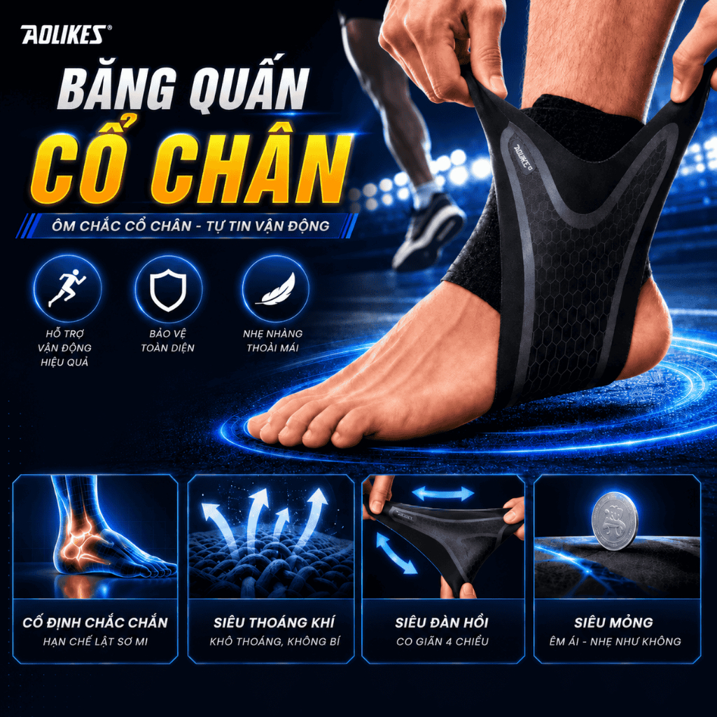Băng quấn cổ chân AOLIKES đai bảo vệ cổ chân đá bóng thể thao tránh lật khớp chân