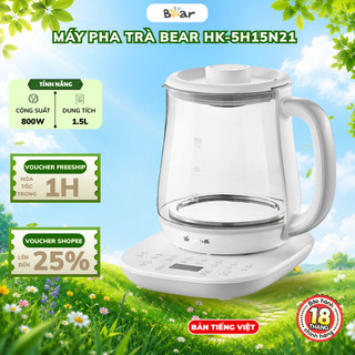 Máy pha trà điện mini đa năng 1.5L BEAR HK-5H15N21, 16 Chức Năng, 800W, Có Hẹn giờ,Bảo Hành 18 Tháng