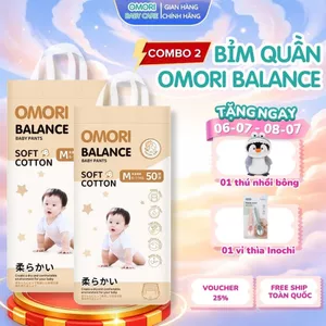 COMBO 2 Tã/ Bỉm Quần OMORI OMORI BALANCE, Thoáng Khí M50/L46/XL42/XXL40/XXXL38 Cho Bé Từ 6 - 20kg