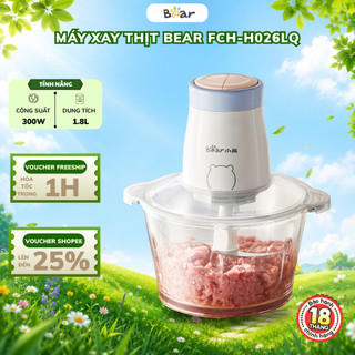 Máy xay thịt mini 1.8L Bear FCH-H026LQ, 300W, Đa Năng Xay Tỏi Ớt, Rau Củ, Xay đá bi, BH 18 Tháng