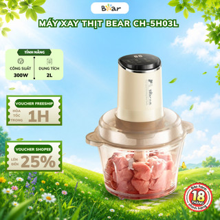 Máy xay thịt 2L đa năng Bear CH-5H03L (QSJ-F03T2), 300W, Cối thủy tinh,4 Lưỡi dao inox, BH 18 Tháng