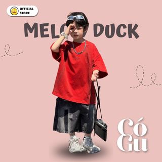 Áo Thun T-Shirt Bé Trai Đỏ Loang Đen Thêu Chữ Trước Ngực Mellow Duck (4-13 Tuổi) B2606014