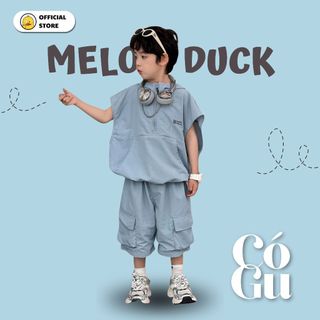 Set Bé Trai Áo Ba Lỗ Xanh Khóa Ngực + Quần Short Túi Hộp Mellow Duck (4-13 Tuổi) B2606016