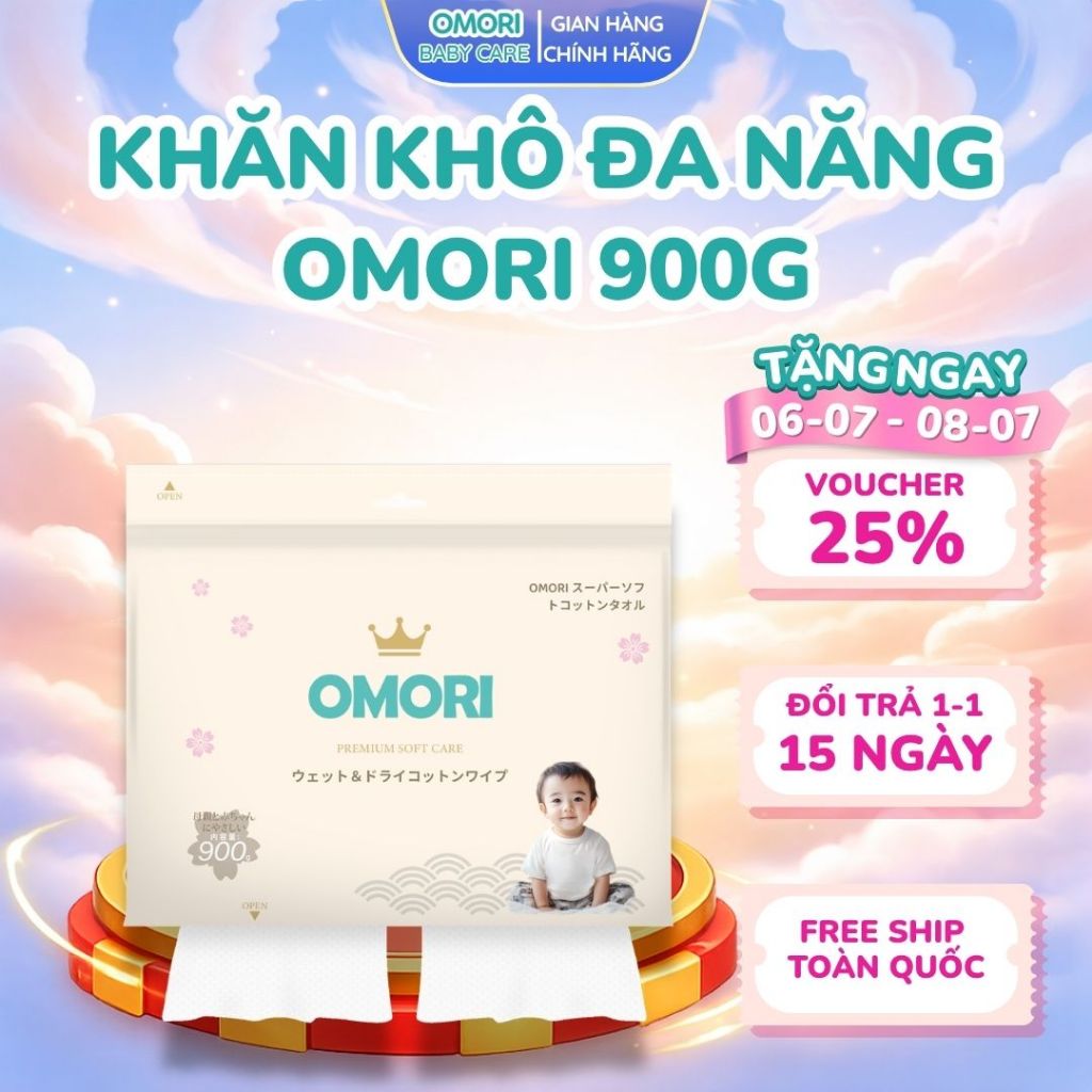 Khăn Vải Khô Đa Năng OMORI An Toàn, Mềm Mại Dành Cho Mẹ và Bé 900g