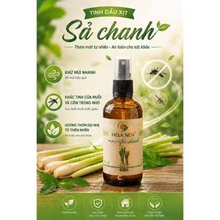 Tinh dầu Xịt Sả Chanh - Hoa Nén - Khử mùi, đuổi muỗi, thơm phòng, an toàn từ thiên nhiên - 100ml