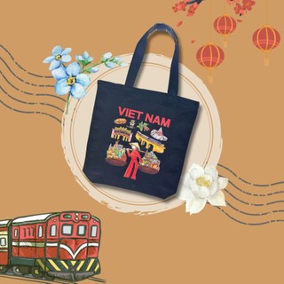 Túi tote có khóa - túi đen có khóa họa tiết Việt Nam - Hà Nội - túi vải canvas thời trang 35x40cm dày dặn totb0325