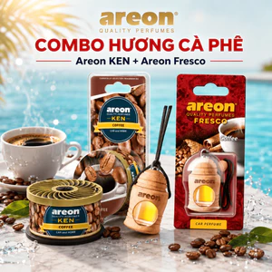 Combo Nước Hoa Ô Tô Areon KEN Coffee + Fresco Coffee Chính Hãng Bulgaria – Hương Cà Phê Khử Mùi Xe