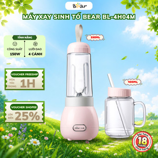 Máy Xay Sinh Tố Cầm Tay Bear BL-4H04M, 150W, Xay Hoa Quả Nghiền đá viên, Inox 304, Bảo Hành 18 Tháng