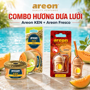 Combo Nước Hoa Ô Tô Areon KEN Melon + Fresco Melon Chính Hãng Bulgaria – Hương Dưa Lưới Khử Mùi Xe