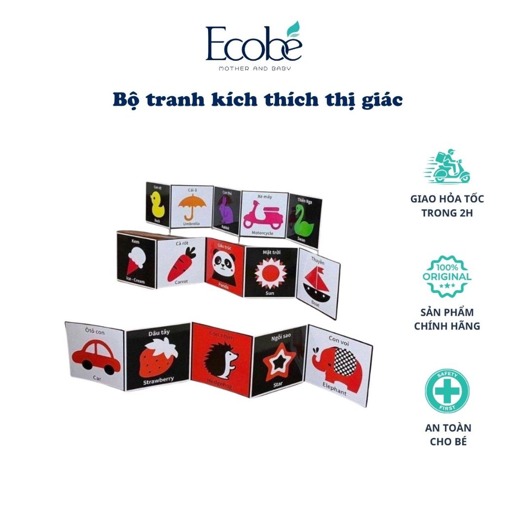Hình ảnh thực tế Bộ Tranh kích thích thị giác cho em bé từ 0-3 tuổi (Trọn bộ 3 quyển) BOTIBO KIDS chính hãng trên Shopee