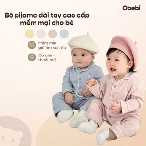 Pijama Thu Đông Phối Viền Obebi Đáng Yêu Cho Bé Trai Bé Gái Từ 8 - 22kg BMN265