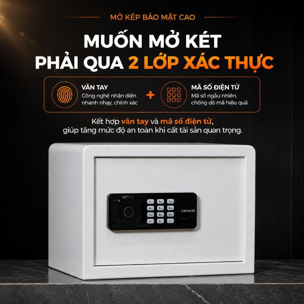 Két sắt mini nhập khẩu thông minh Xiaomi CRMCR 25LN Nhỏ gọn để tủ sang trọng cao 25*rộng 35*sâu 25cm