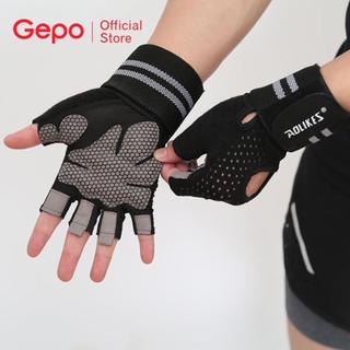 Găng tay tập gym hở lưng có cuốn cổ tay, đệm lòng bàn tay chống trượt AOLIKES HS 113