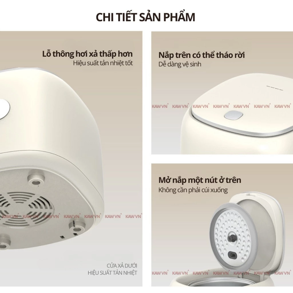 Nồi Cơm Điện Tử Cảm Ứng KAW 1,2L- 8 Chức Năng Nấu, Công Suất 400W, Ruột Nồi Inox 5 Lớp Chống Dính