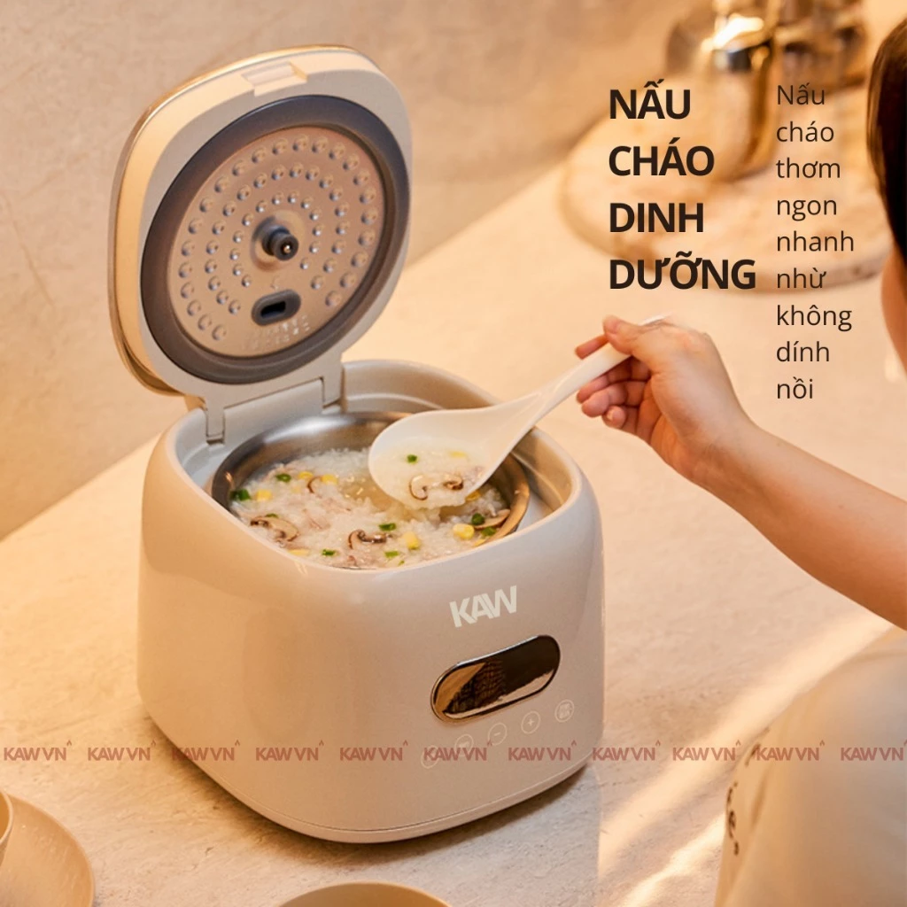 Nồi Cơm Điện Tử Cảm Ứng KAW 1,2L- 8 Chức Năng Nấu, Công Suất 400W, Ruột Nồi Inox 5 Lớp Chống Dính