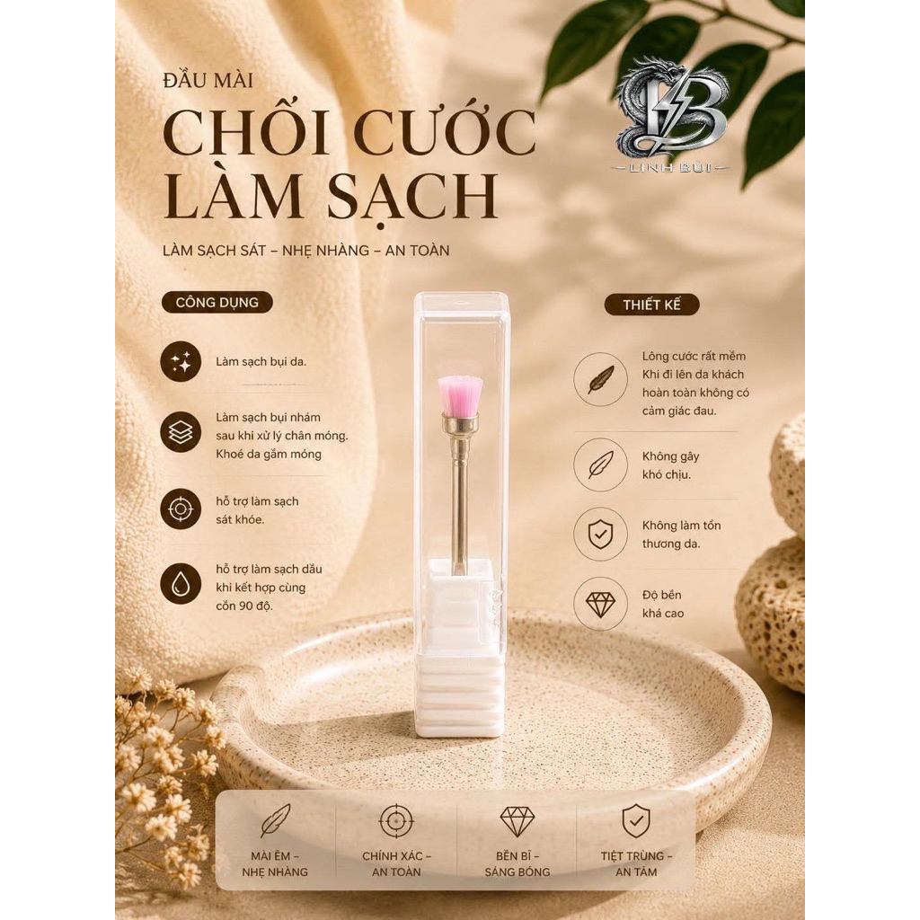 đầu mài vệ sinh bụi bẩn dầu thừa ,quanh bề mặt móng,