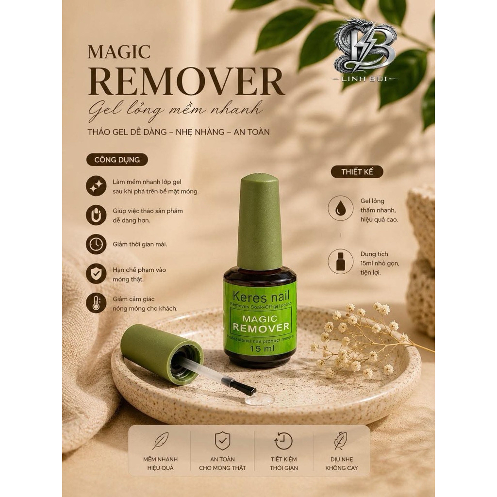 Nước phá gel  MAGIC REMOVER CHÍNH HÃNG- phá gel lạnh không nóng(15ml)